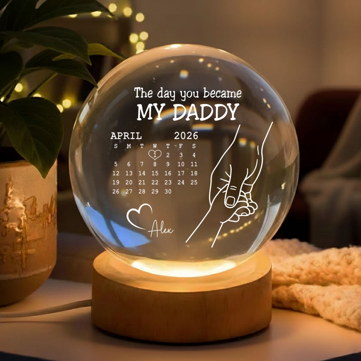 The Day You Became - Personalized Crystal Globe Lamp