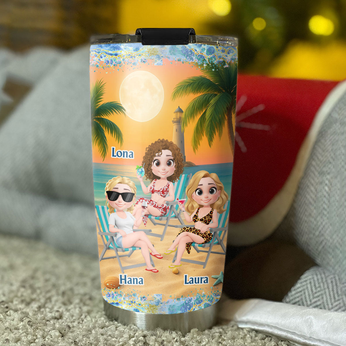 Custom Christmas Birthday Gifts For Best Friend • I Love You To The Beach And Back Best Friends - Personalized Tumbler