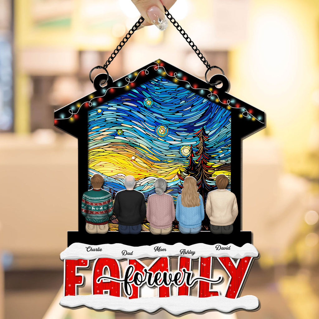 Custom Family Name Hanging Decor, Christmas Birthday Gift •  Our Hearts Are Forever One - Persinalized Suncatcher