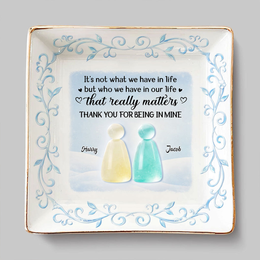 Custom Bestie Trinket Dish, Birthday Christmas Gift For Best Friend • Thank For Being In Mine - Personalized Jewelry Dish