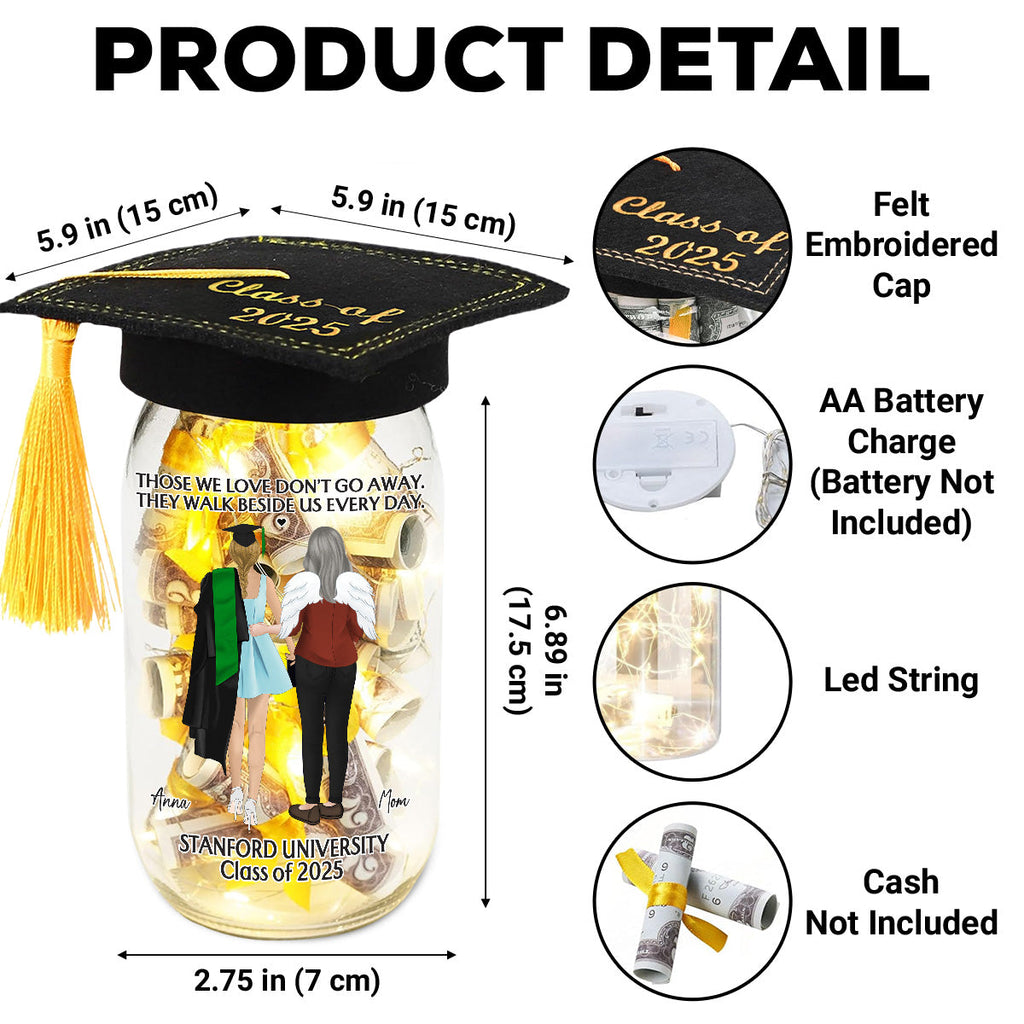 Happy Graduation In Loving Memory - Personalized Graduation Mason Jar Light