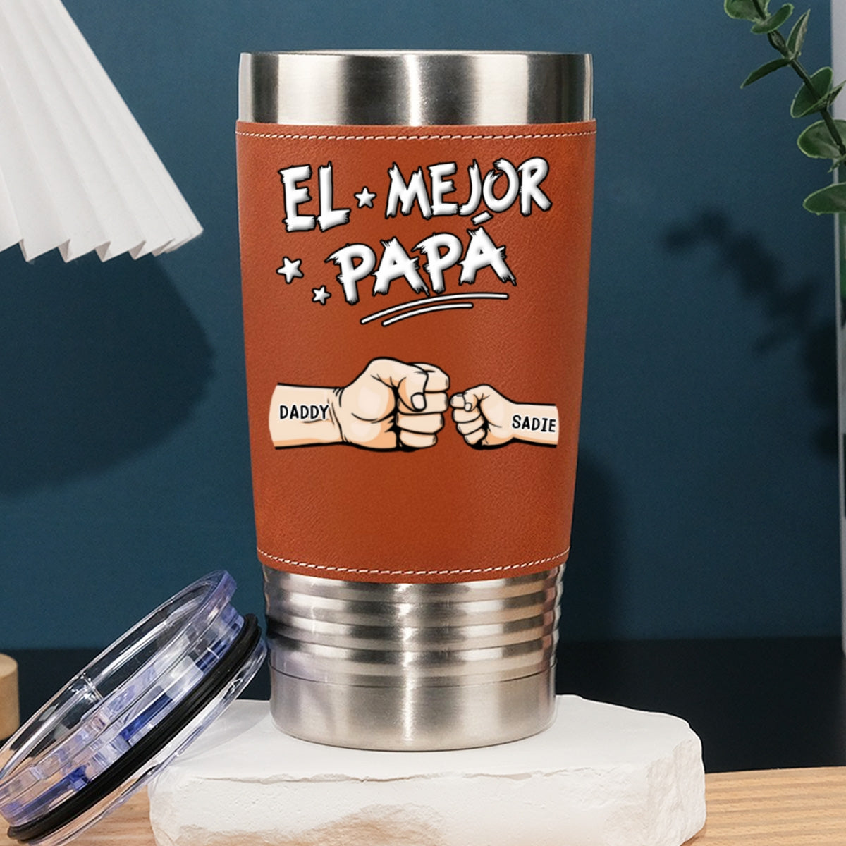 Custom Father's Day Birthday Gifts For Dad • Mejor Papá - Vaso De Cuero Personalizado