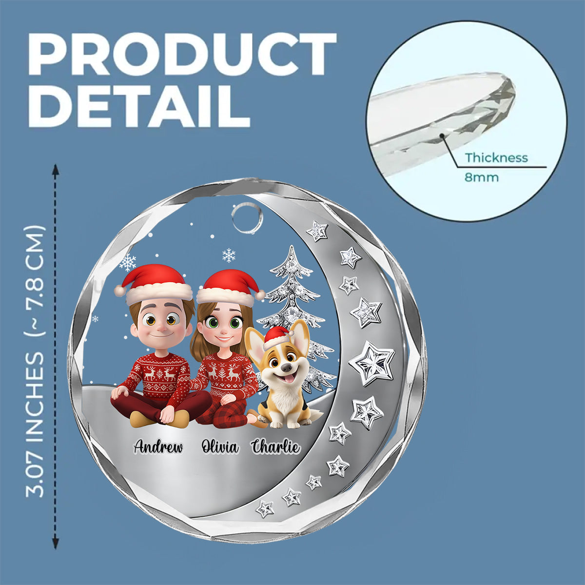 Custom Keepsake Christmas Ornament •  Beside Each Other - Personalized 3D Effect Glass Ornament