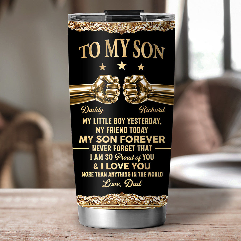 Custom Christmas Birthday Gifts For Son • My Son Forever - Personalized 3D Effect Tumbler