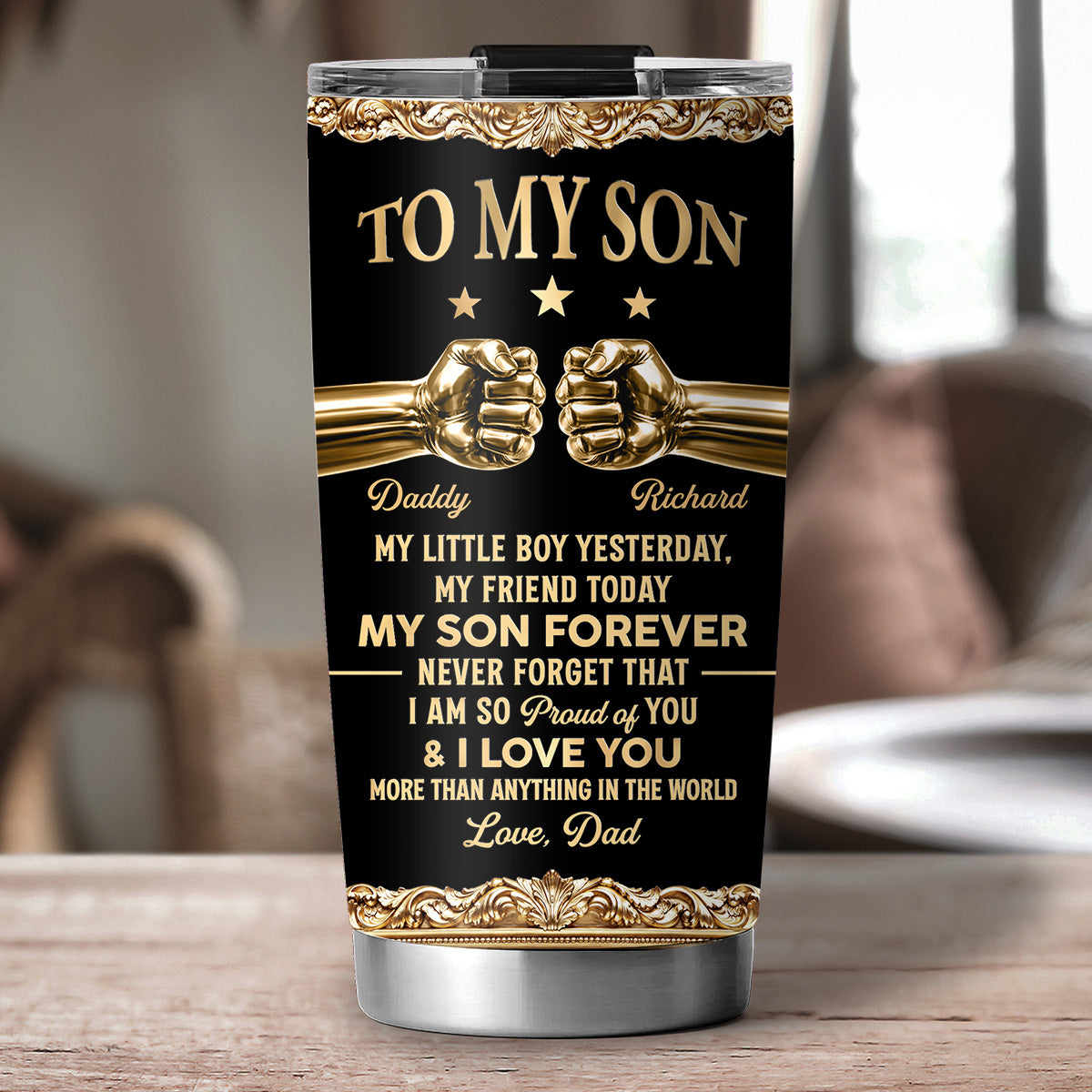 Custom Christmas Birthday Gifts For Son • My Son Forever - Personalized 3D Effect Tumbler