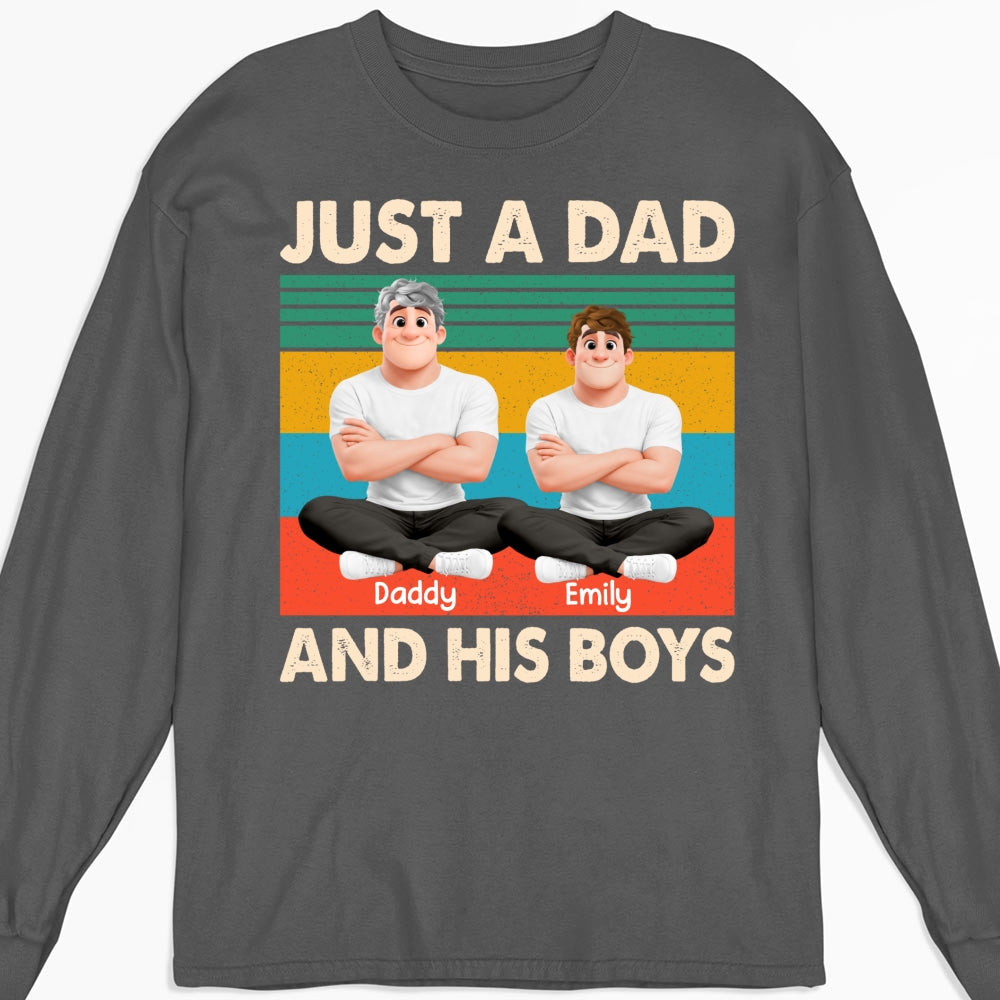 Custom Father's Day, Special Gift for Dad & Grandpa • Just A Dad And His Kid Cartoon - Personalized Shirt