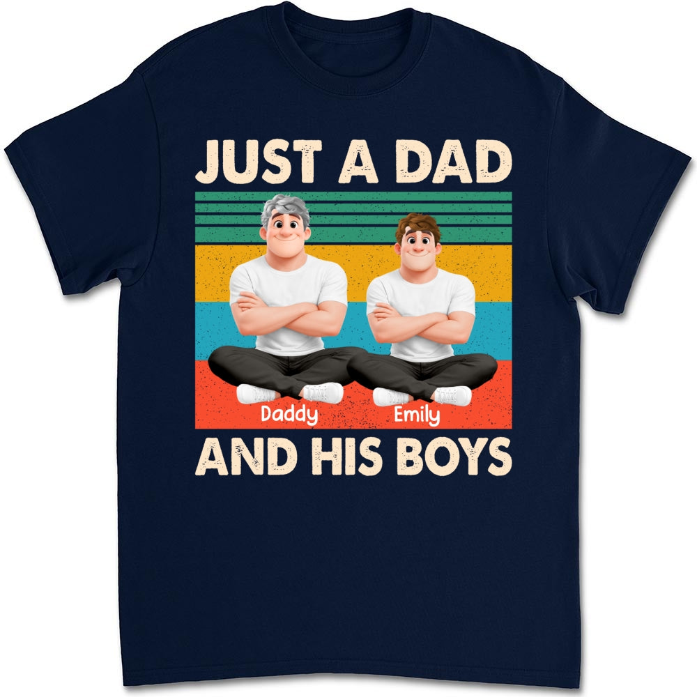 Custom Father's Day, Special Gift for Dad & Grandpa • Just A Dad And His Kid Cartoon - Personalized Shirt