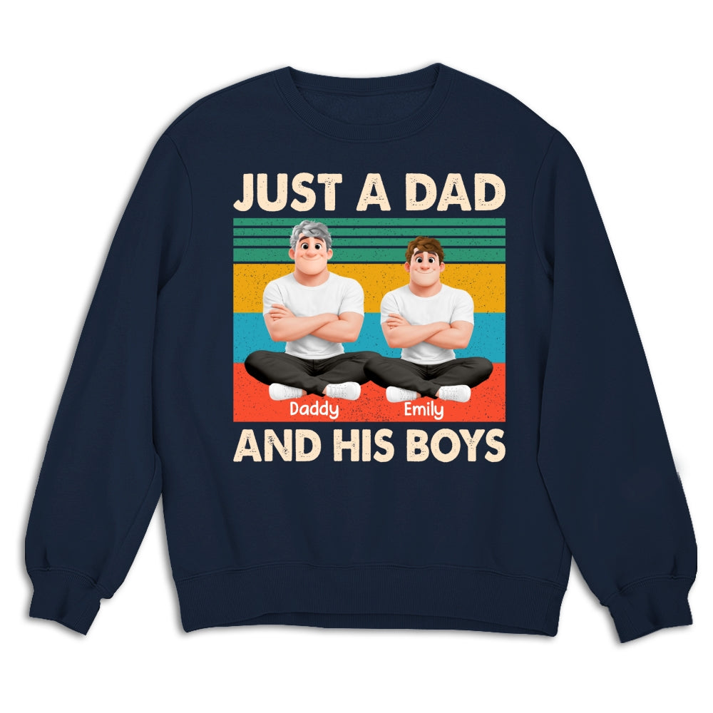 Custom Father's Day, Special Gift for Dad & Grandpa • Just A Dad And His Kid Cartoon - Personalized Shirt