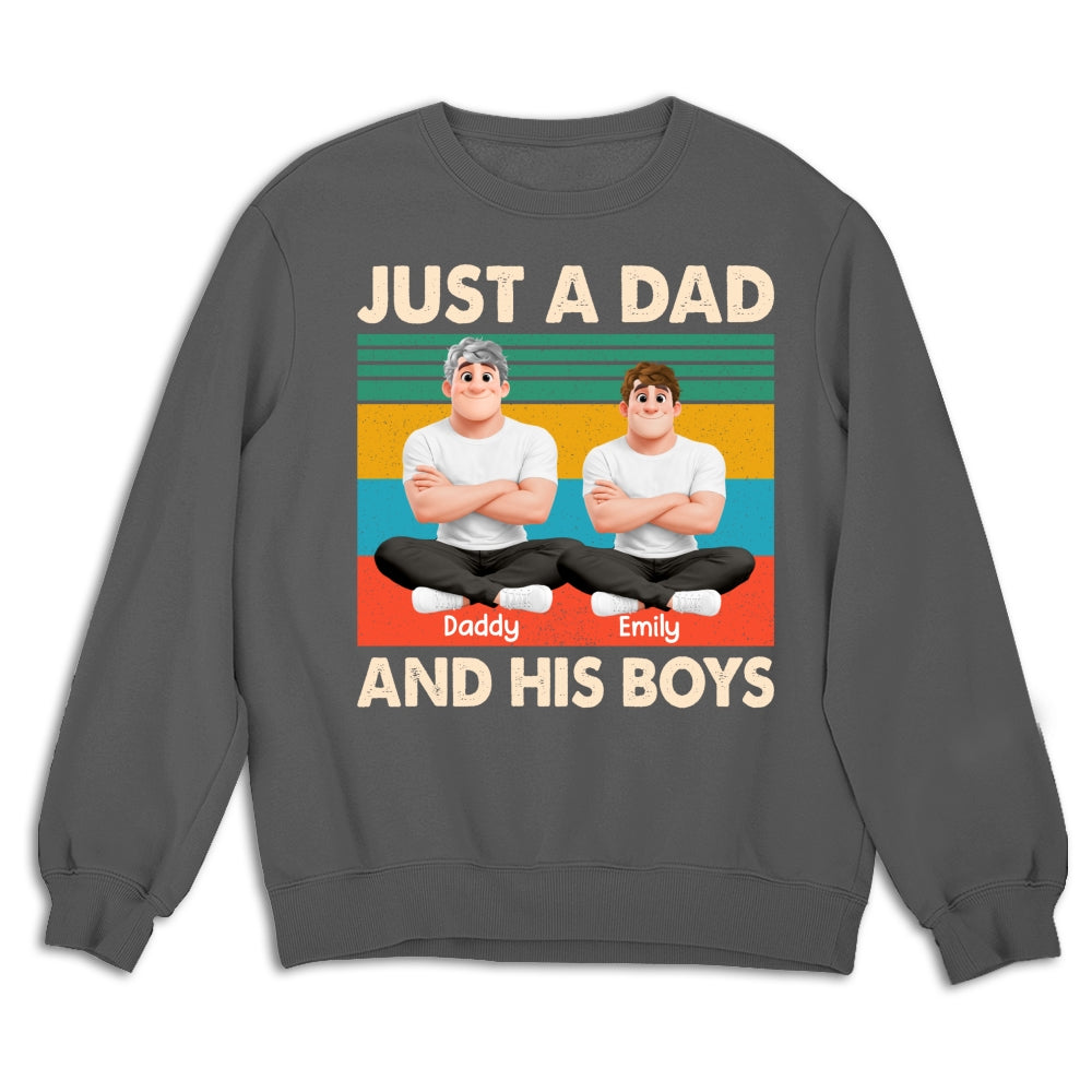 Custom Father's Day, Special Gift for Dad & Grandpa • Just A Dad And His Kid Cartoon - Personalized Shirt