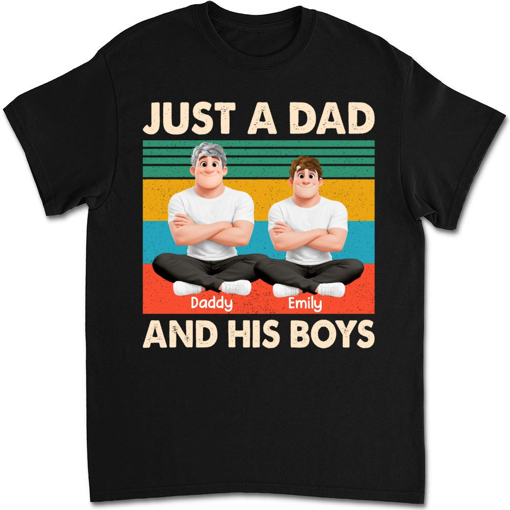 Custom Father's Day, Special Gift for Dad & Grandpa • Just A Dad And His Kid Cartoon - Personalized Shirt