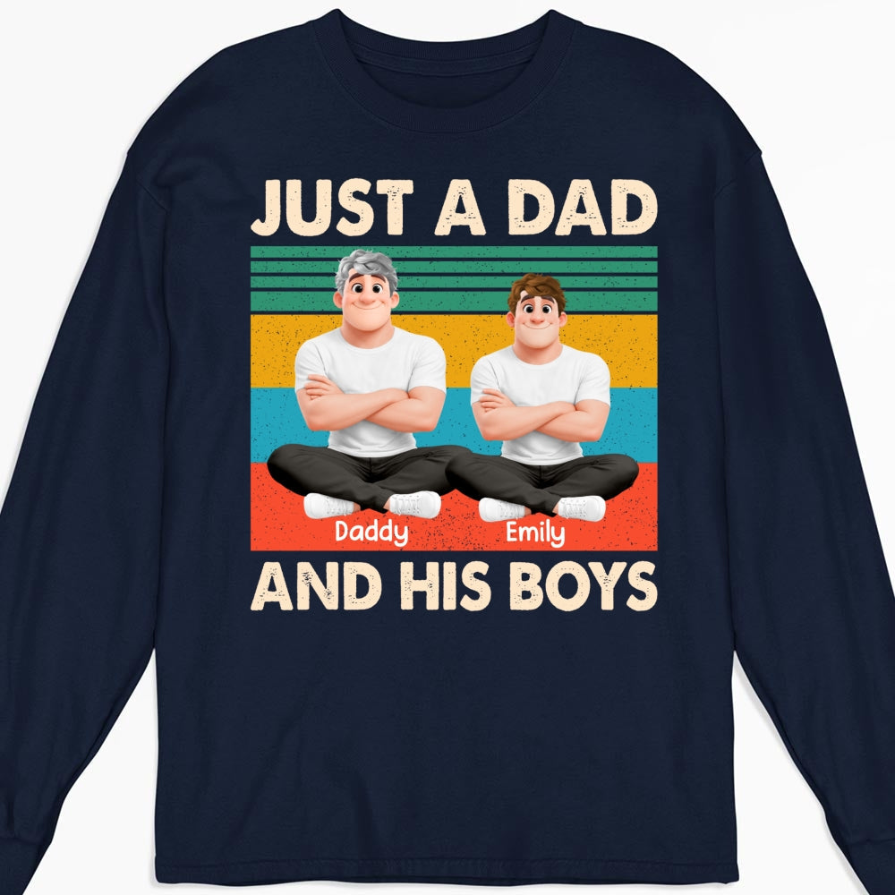 Custom Father's Day, Special Gift for Dad & Grandpa • Just A Dad And His Kid Cartoon - Personalized Shirt