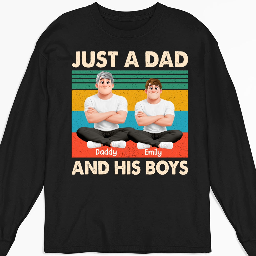 Custom Father's Day, Special Gift for Dad & Grandpa • Just A Dad And His Kid Cartoon - Personalized Shirt