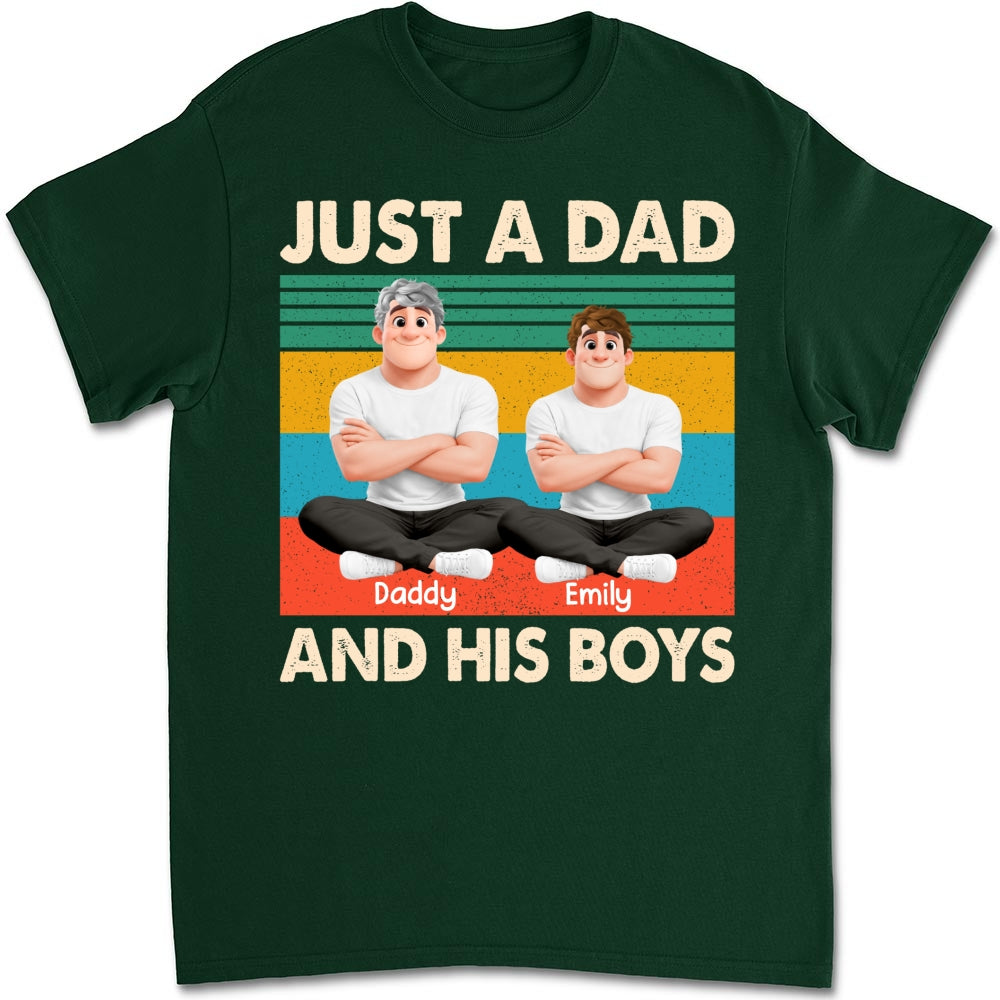 Custom Father's Day, Special Gift for Dad & Grandpa • Just A Dad And His Kid Cartoon - Personalized Shirt