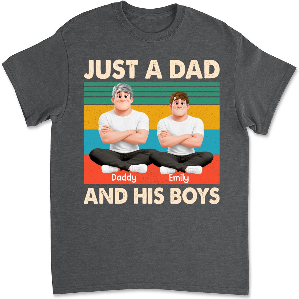 Custom Father's Day, Special Gift for Dad & Grandpa • Just A Dad And His Kid Cartoon - Personalized Shirt
