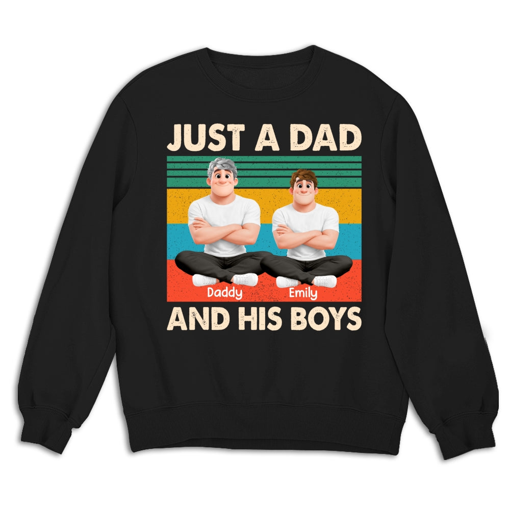 Custom Father's Day, Special Gift for Dad & Grandpa • Just A Dad And His Kid Cartoon - Personalized Shirt