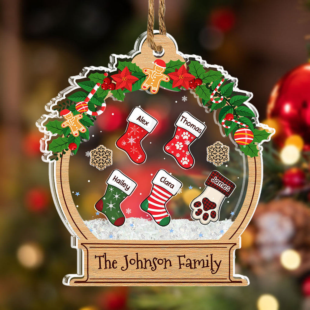 Custom Family Ornament, Christmas Gift for Family Members •  Funny Stocking - Personalized Acrylic Shaker Ornament