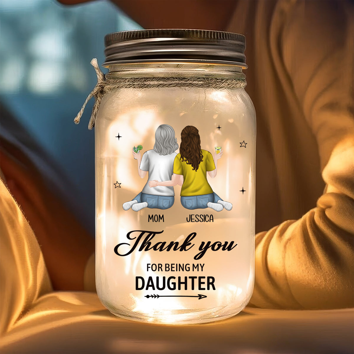 The Love Between Mother And Daughters Is Forever - Personalized Mason Jar Light
