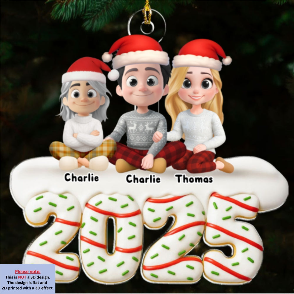 Custom Family Ornament, Christmas Gift for Family Members •  Happiness Baked Into Every Moment - Personalized Acrylic Ornament