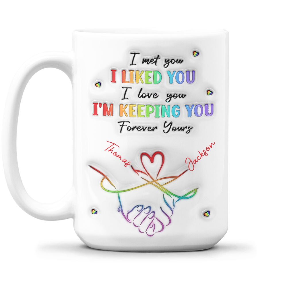 Custom Anniversary Keepsake Gifts For Couple • I Love You Love Is Love - Personalized 3D Inflated Effect Mug