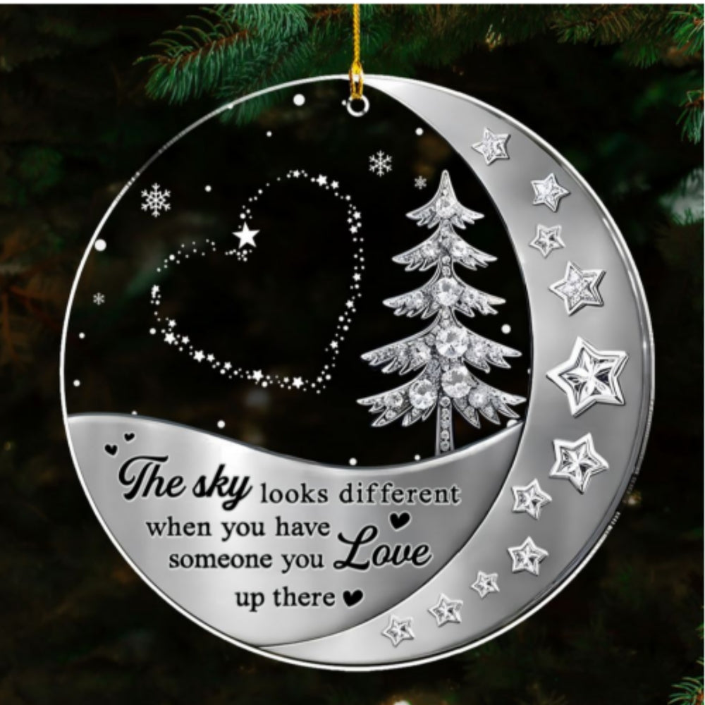 Custom Memorial Christmas Ornament, Sympathy Keepsake •  Not The Same Sky - Personalized 3D Effect Acrylic Ornament