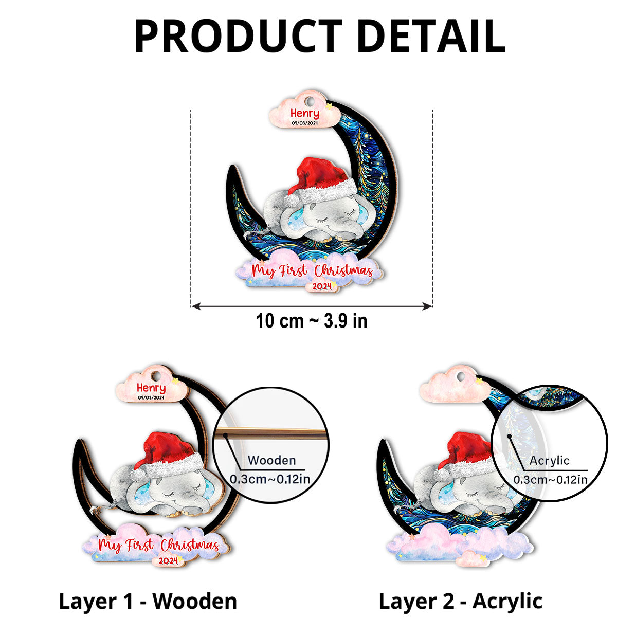 Custom Keepsake Christmas Ornament •  My First Christmas - Personalized Suncatcher Ornament