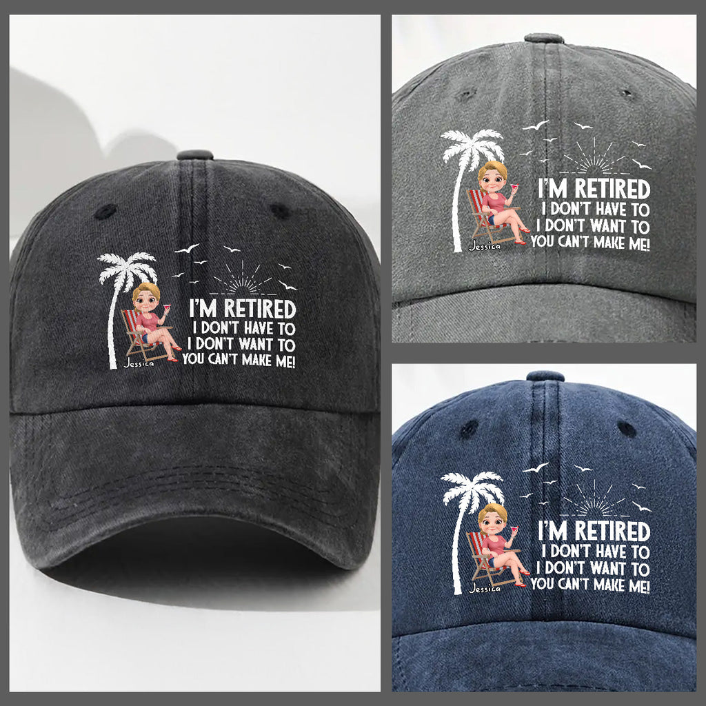 I Am Retired - Personalized Vintage Washed Denim Cap