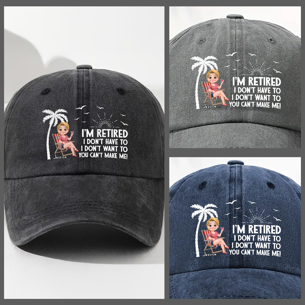 I Am Retired - Personalized Vintage Washed Denim Cap