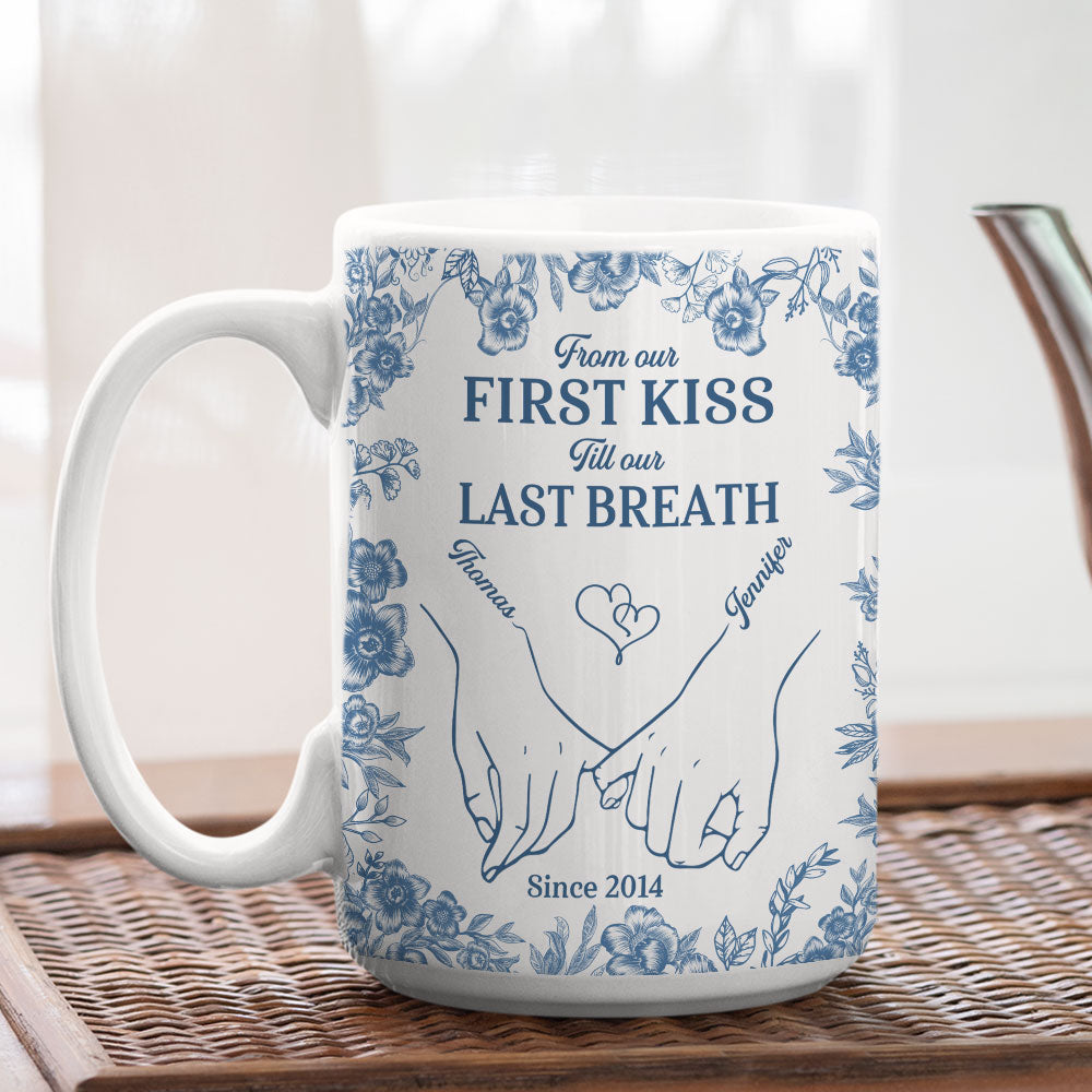 Custom Anniversary Keepsake Gifts For Couple • First Kiss - Personalized Coffee Mug