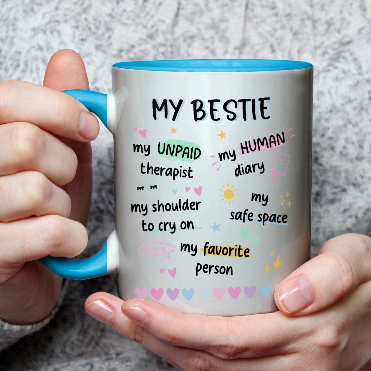 Custom Best Friend, Christmas & Birthday Friendship Keepsake Gift • My Human Diary - Personalized Accent Mug