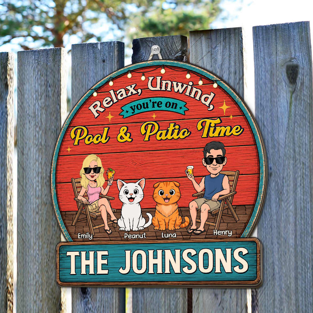 Custom Family Summer Backyard, Patio & Porch Decor • Cheers To Backyard Memories Cat Lovers - Personalized Wood Sign