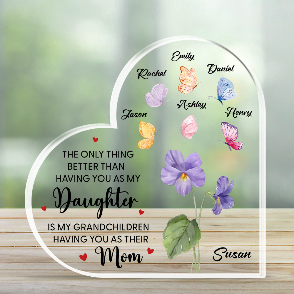 Custom Mother's Day Decor, Gift for Mom & Grandma • Having You As Mom - Personalized Acrylic Plaque