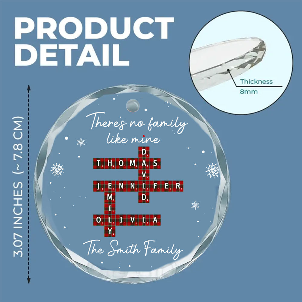 Custom Family Ornament, Christmas Gift for Family Members •  Our Family Crossword - Personalized Glass Ornament