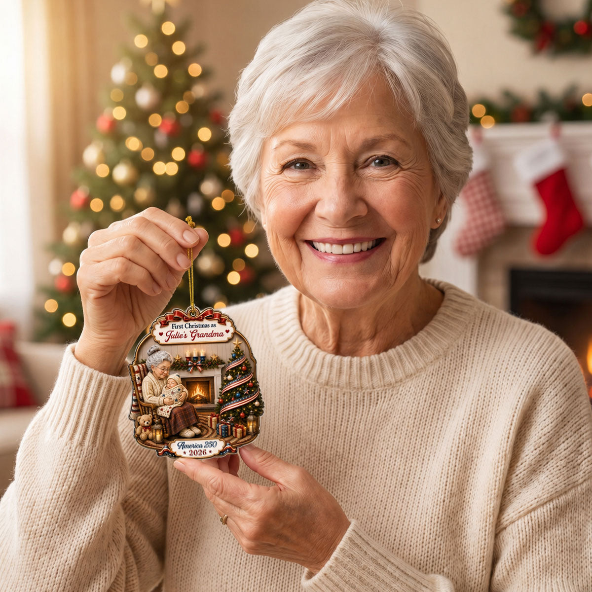 Custom Family First Christmas Ornament •  Grandma Little Star - Personalized 3D Effect Acrylic Ornament
