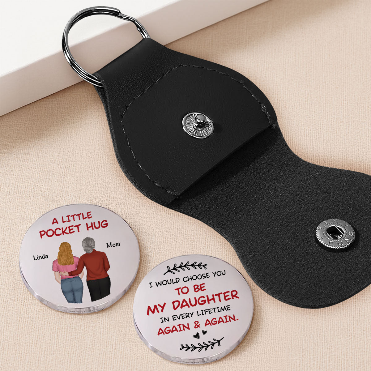Custom Coin Keychain for Son, Father's Day Birthday Gifts • Again And Again - Personalized Pocket Hug