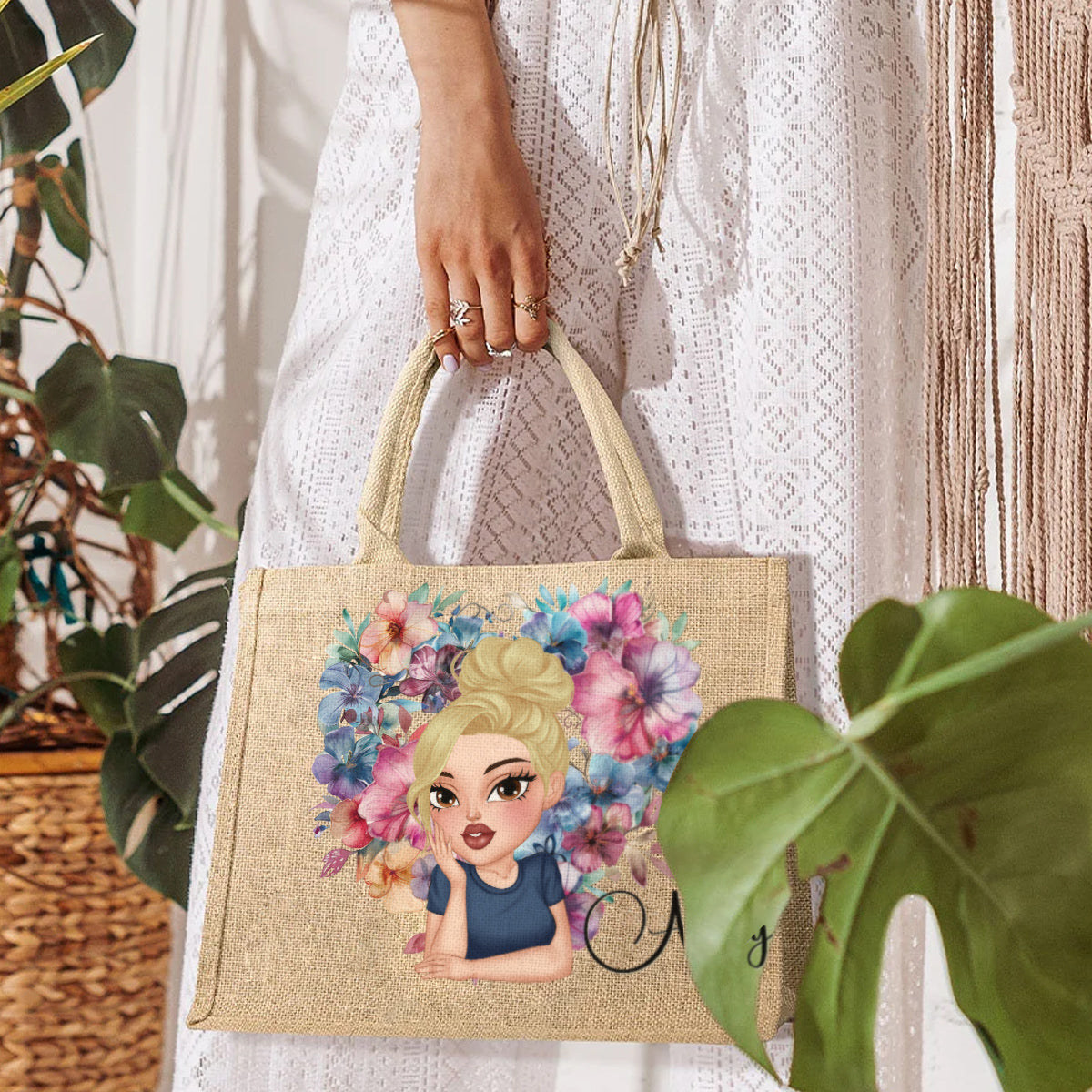 Our Friendship Is The Sweetest Flower Of All - Personalized Jute Tote Bag