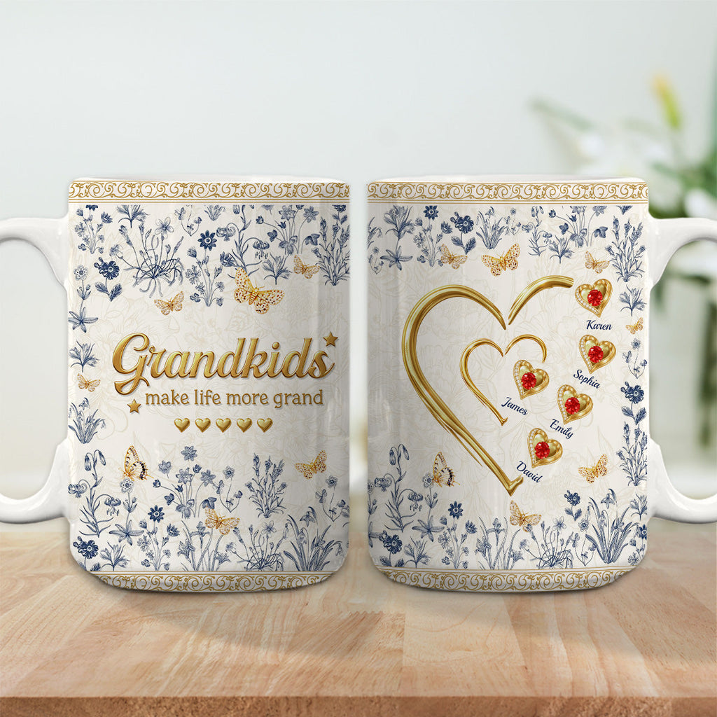 Custom Mother's Day Gift for Mom & Grandma • Grandkid Make Life More Grand - Personalized 3D Inflated Effect Mug