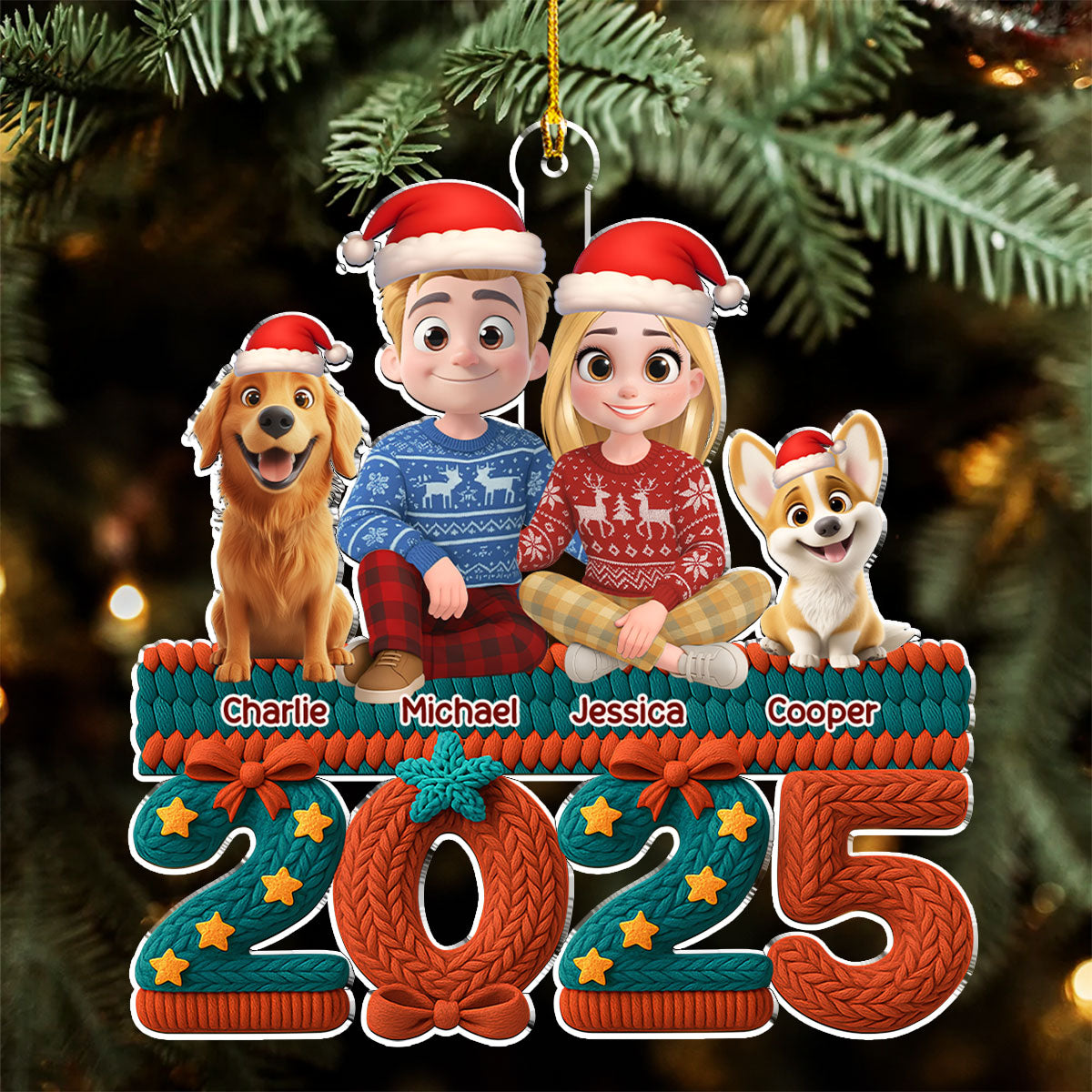 Custom Keepsake Christmas Ornament •  Jolly Year - Personalized 3D Effect Acrylic Ornament