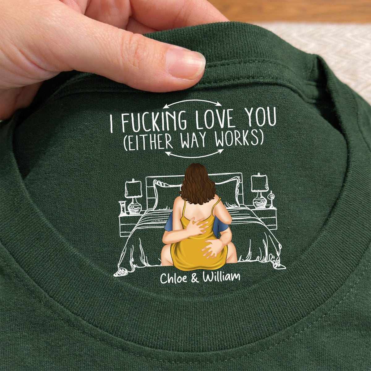 Custom Christmas Anniversary Keepsake Gifts For Husband • Either Way Works - Personalized Inside Neck Print T-Shirt