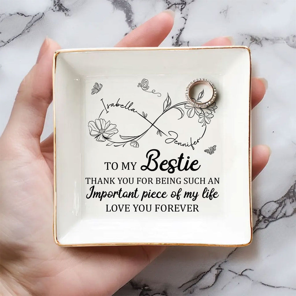 Custom Bestie Trinket Dish, Birthday Christmas Gift For Best Friend • An Important Piece - Personalized Jewelry Dish