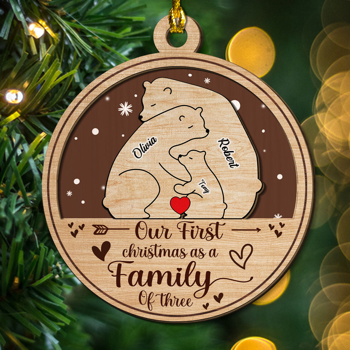 Custom Family Ornament, Christmas Gift for Family Members •  Family Is The Greatest Christmas Gift - Personalized 2-Layered Wood Ornament