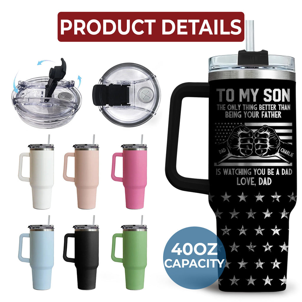 Custom Father's Day Birthday Gifts For Dad • To My Son - Personalized Engraved 40oz Tumbler With Handle