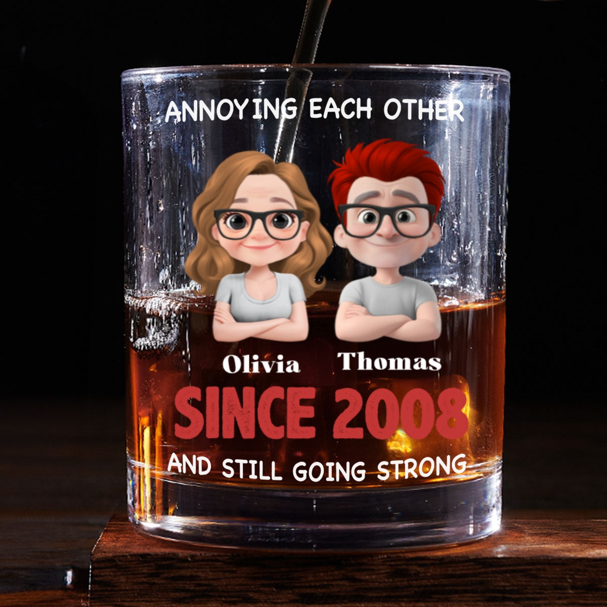 Custom Christmas Anniversary Birthday Drinkware Gifts for Husband • With You Forever - Personalized Whiskey Glass
