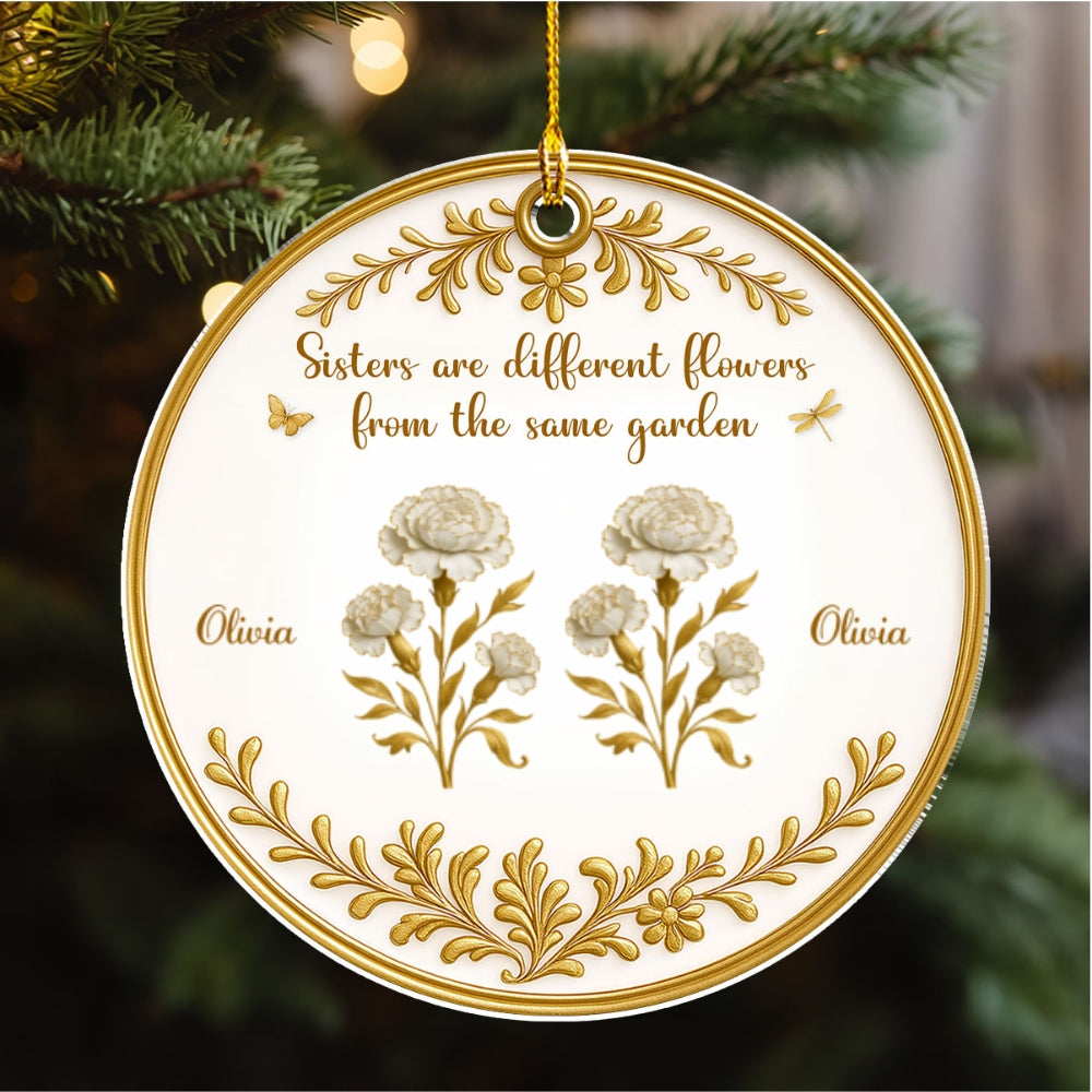 Custom Sister Christmas Ornament •  Lovely Flowers - Personalized Acrylic Ornament