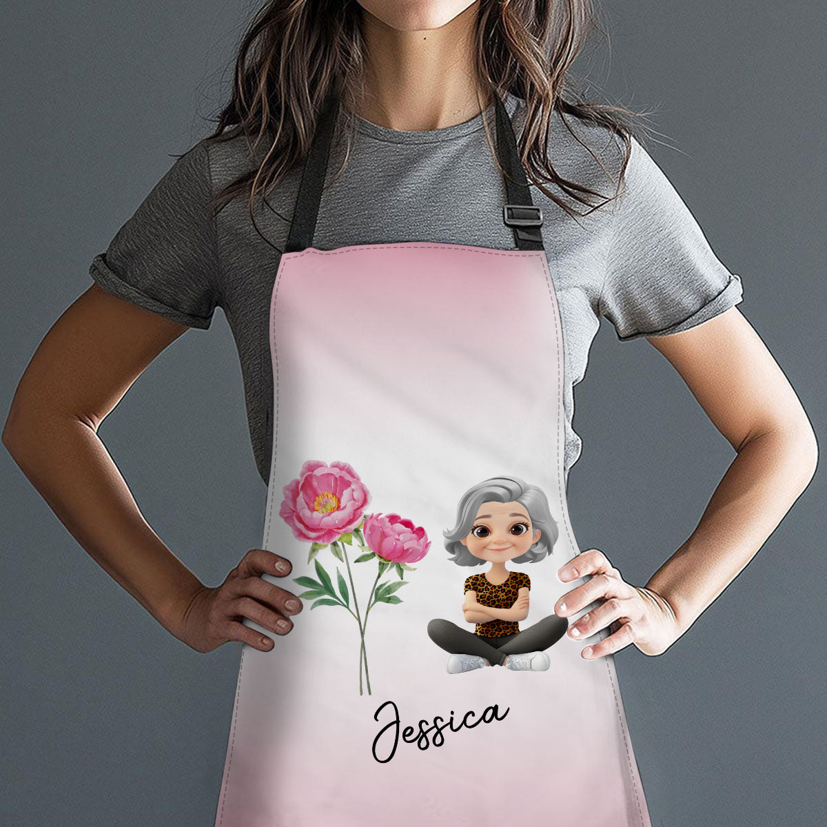 Lovely Girl Flower - Personalized Apron