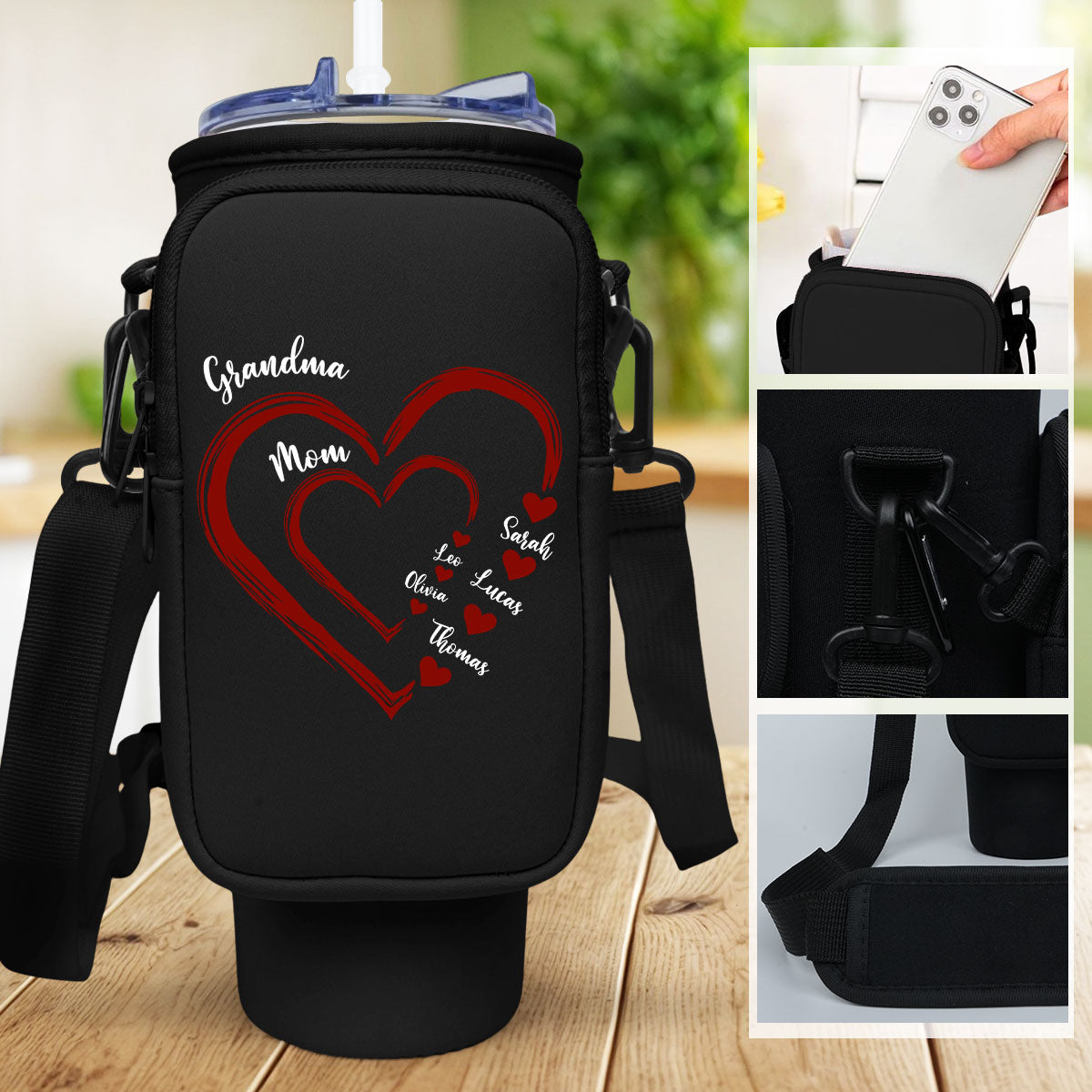 Kids And Grandkids Make Life Grand - Personalized Water Bottle Carrier Bag
