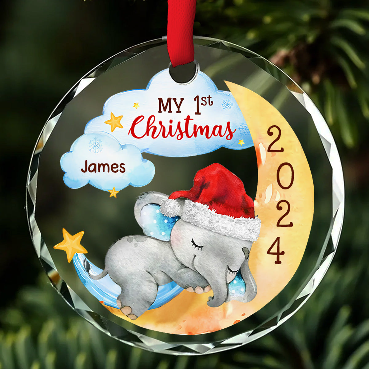 Custom Baby First Christmas Ornament for New Parents •  1st Christmas Of Baby - Personalized Glass Ornament