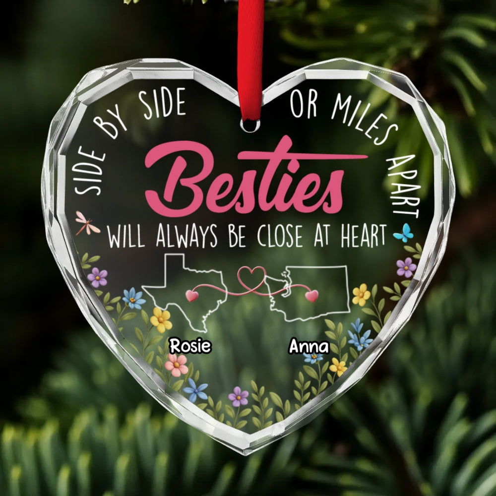 Custom Keepsake Christmas Ornament •  Heart By Heart - Personalized Glass Ornament