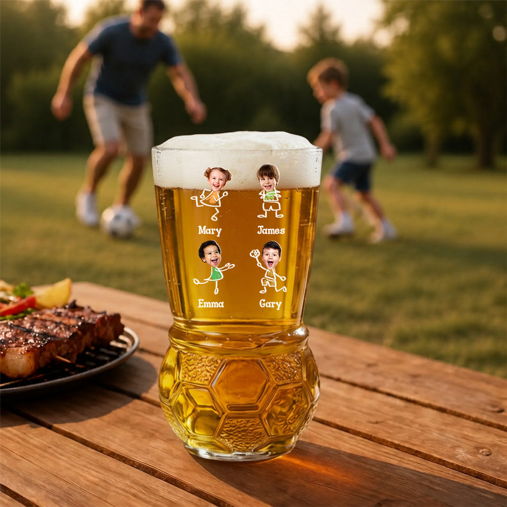 To Dad From The Reason You Drink - Personalized Football Beer Glass