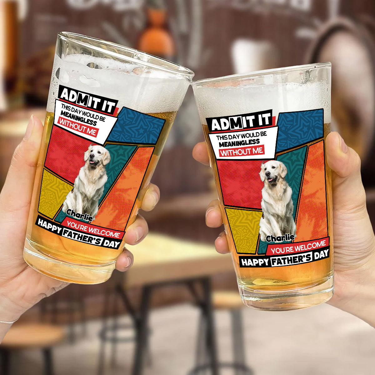 Meaningless Without Us Photo - Personalized Beer Glass