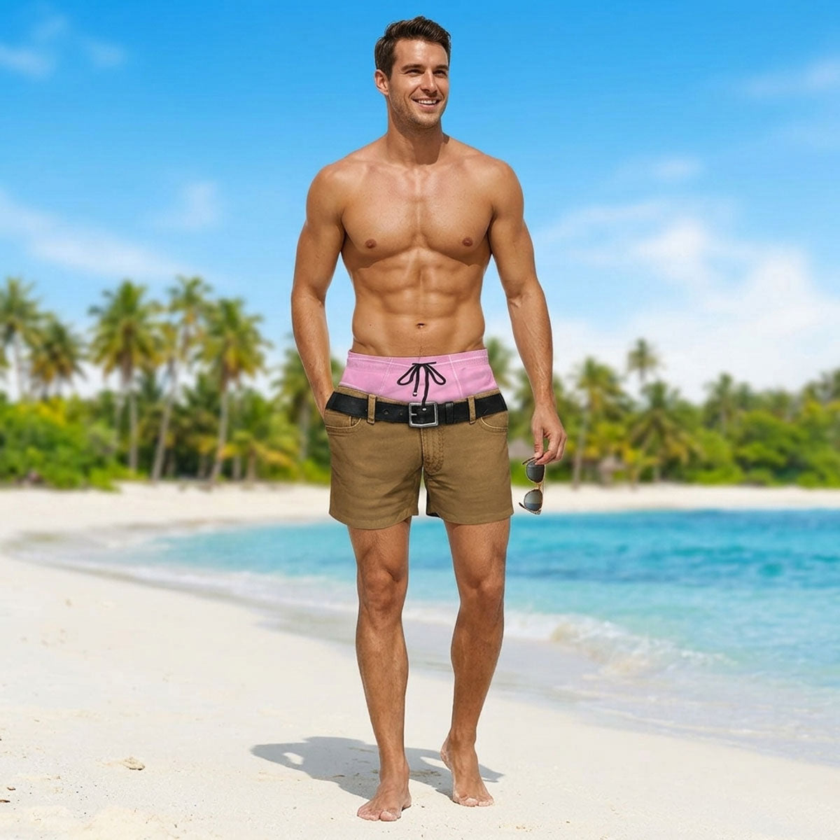 Custom Funny 3D Body Swim Trunks for Men, Birthday Summer Gift • Our Shorts - Personalized Beach Shorts
